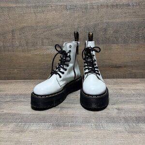 Dr. Martens Jadon White Leather Platform Boots Women's Size 7